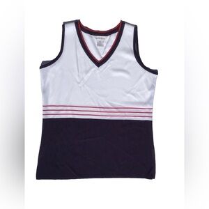 Exclusively Misook Women's XL Red White Blue Sleeveless V-neck Knit tank Top